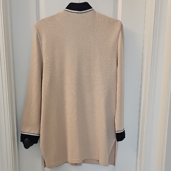 St. John Collection Tan and Black Trim Cardigan - Picture 3 of 4
